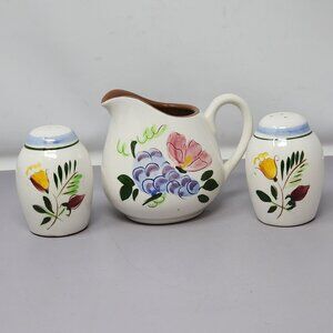 Vintage Stangl‎ Handcrafted Earthenware Creamer & Salt Pepper Shakers Set